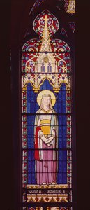 Raam met Marie-Amelie de Bourbon-Sicile (1782-1866) als St. Amelia, Sevres Werkplaats door Jean Auguste Dominique Ingres